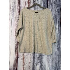 J Jill Pale Yellow Marled Flecked 3/4 Sleeved Sweater Size Small